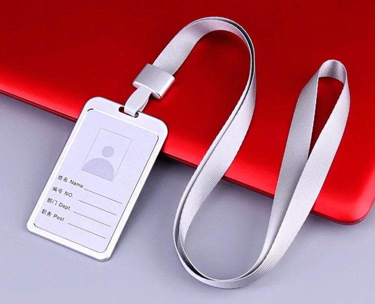 Men Women ID Bank Credit Card Holder Wallet Cute Students Bus Card Case Metal Identity Badge Lanyard Protector Cards Cover