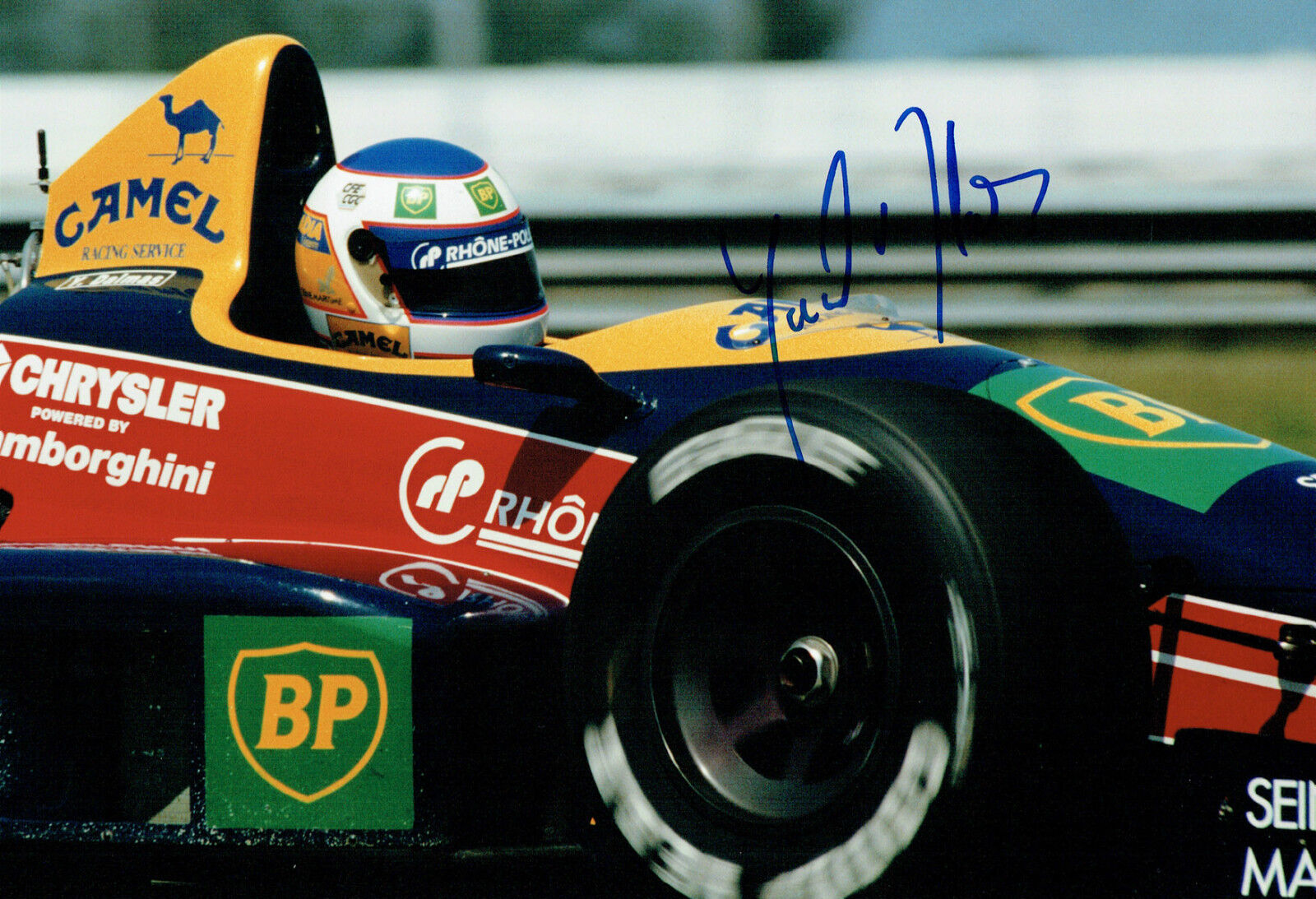 Yannick DALMAS SIGNED 12x8 Photo Poster painting AFTAL Autograph COA Grand Prix Driver