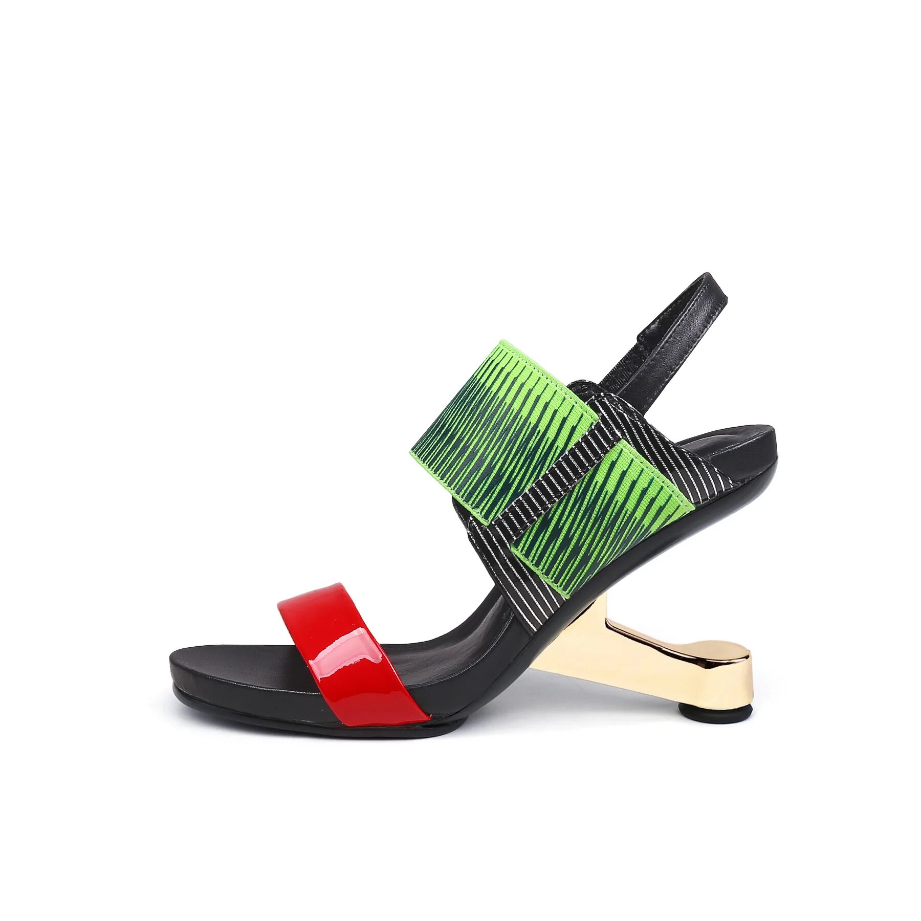 Outdoor Sandals Slippers Metal Heel High Heels Cross Strap Denim Shaped Heel Fish Mouth Shoes Women's Heel Shoes