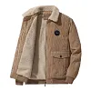 Men's Corduroy Fleece Lined Trucker Jacket Warm Sherpa Lapel Collar Full-Zip Cargo Outerwear Coat by Inlyline