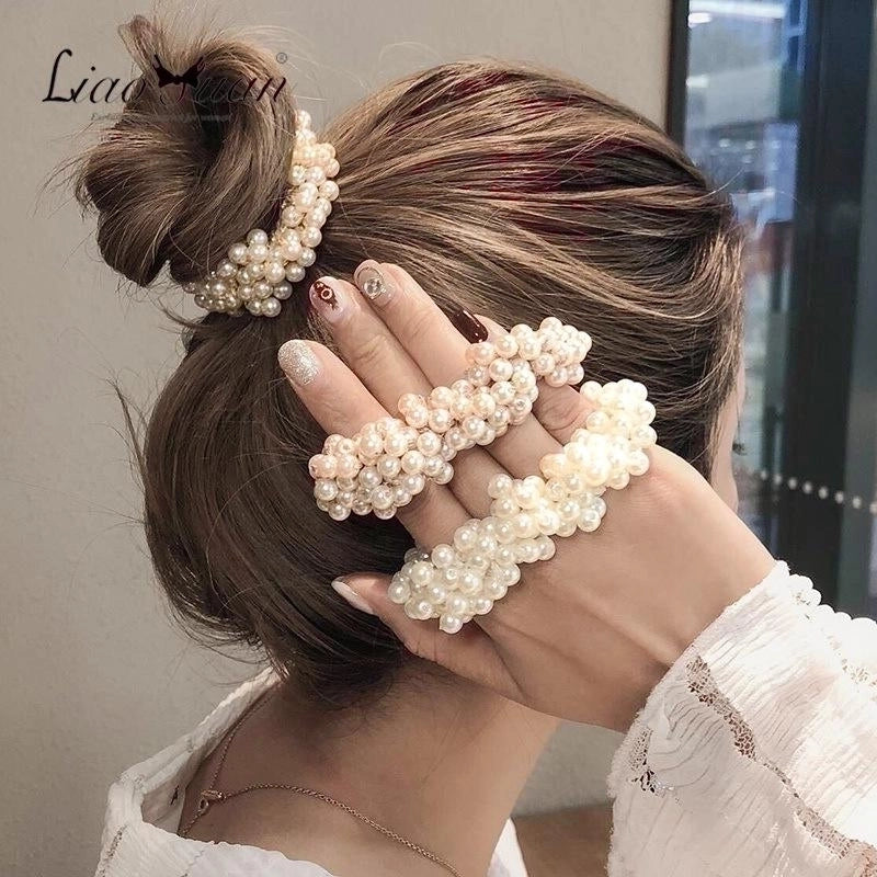 Couple Fashion Artificial Pearl Hair Tie