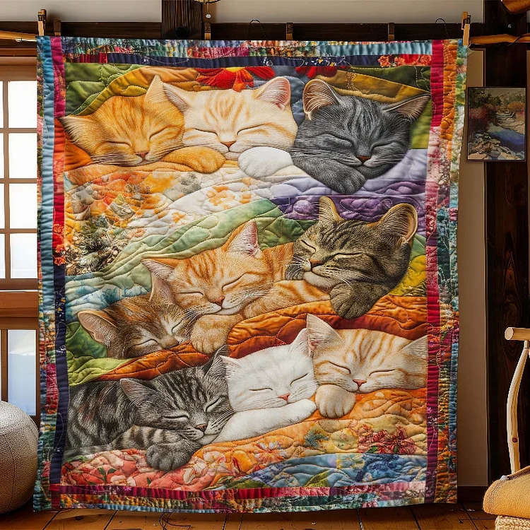 Slumbering Kitties Blanket - H258 - Premium Blanket The Cold Blanket