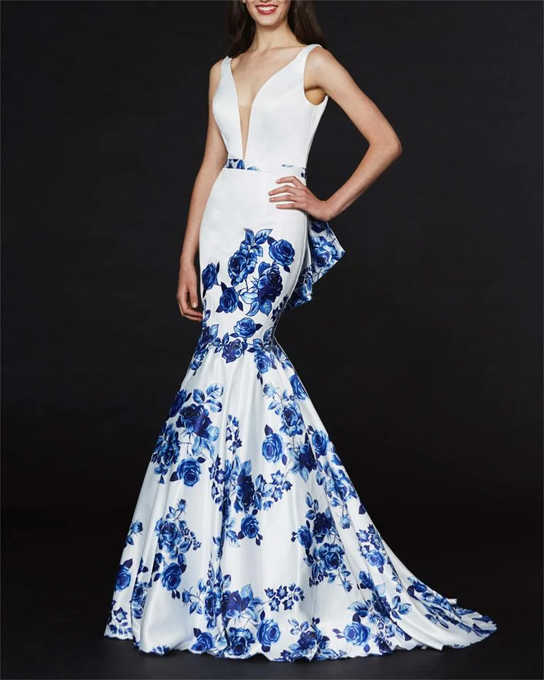 Women's Black Sleeveless Flower Print Dress