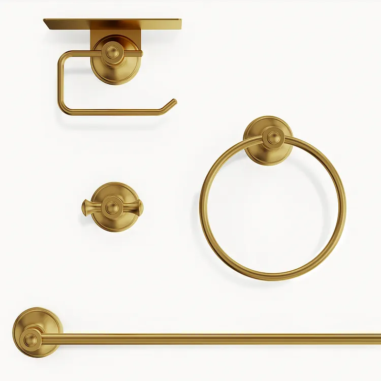 EVERSTEIN Vintage 4-Piece Bathroom Hardware Set Brushed Gold 