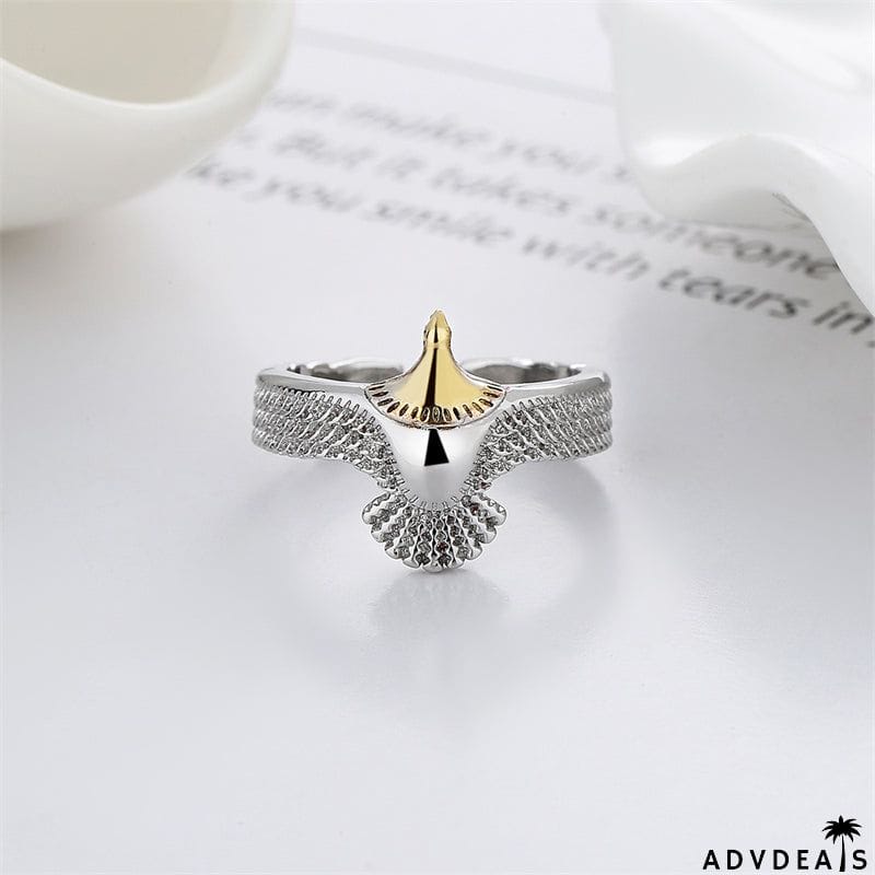 Unisex Old Fashion Eagle Shape Ins Simple Plating Rings