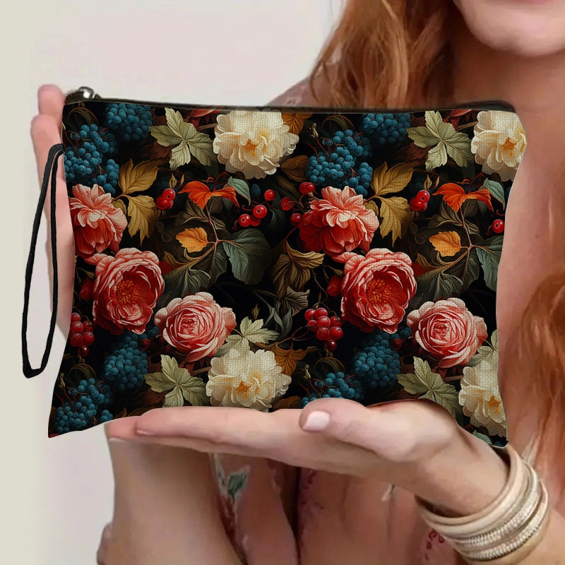 Classic Style Flower Polyester Square Makeup Bags