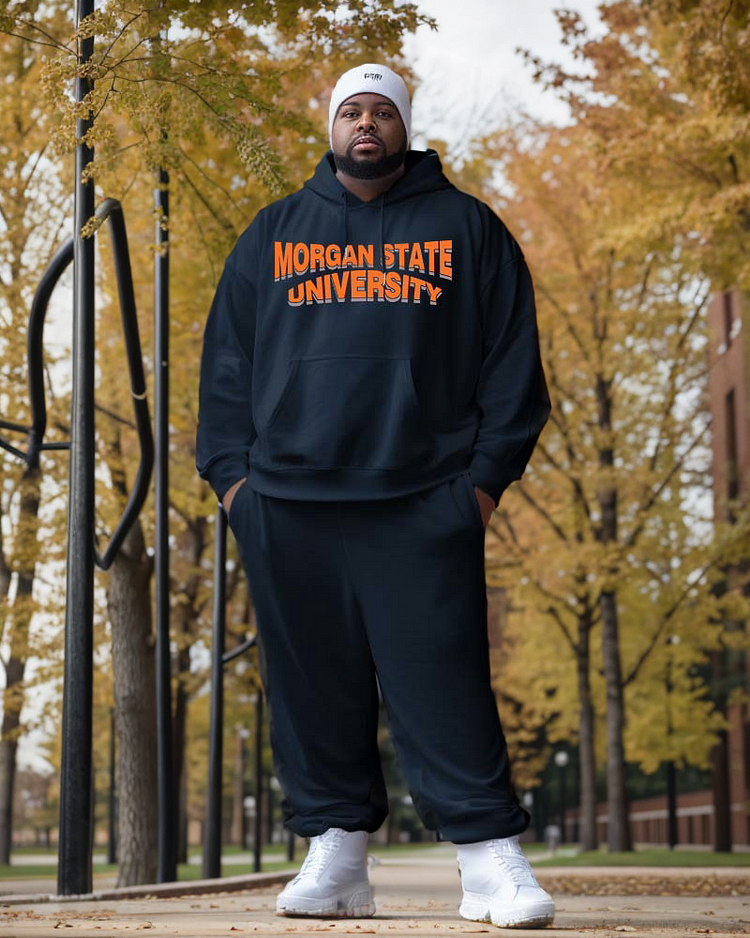 Men's Plus Size Morgan State University Hoodie and Sweatpants Two-Piece Set