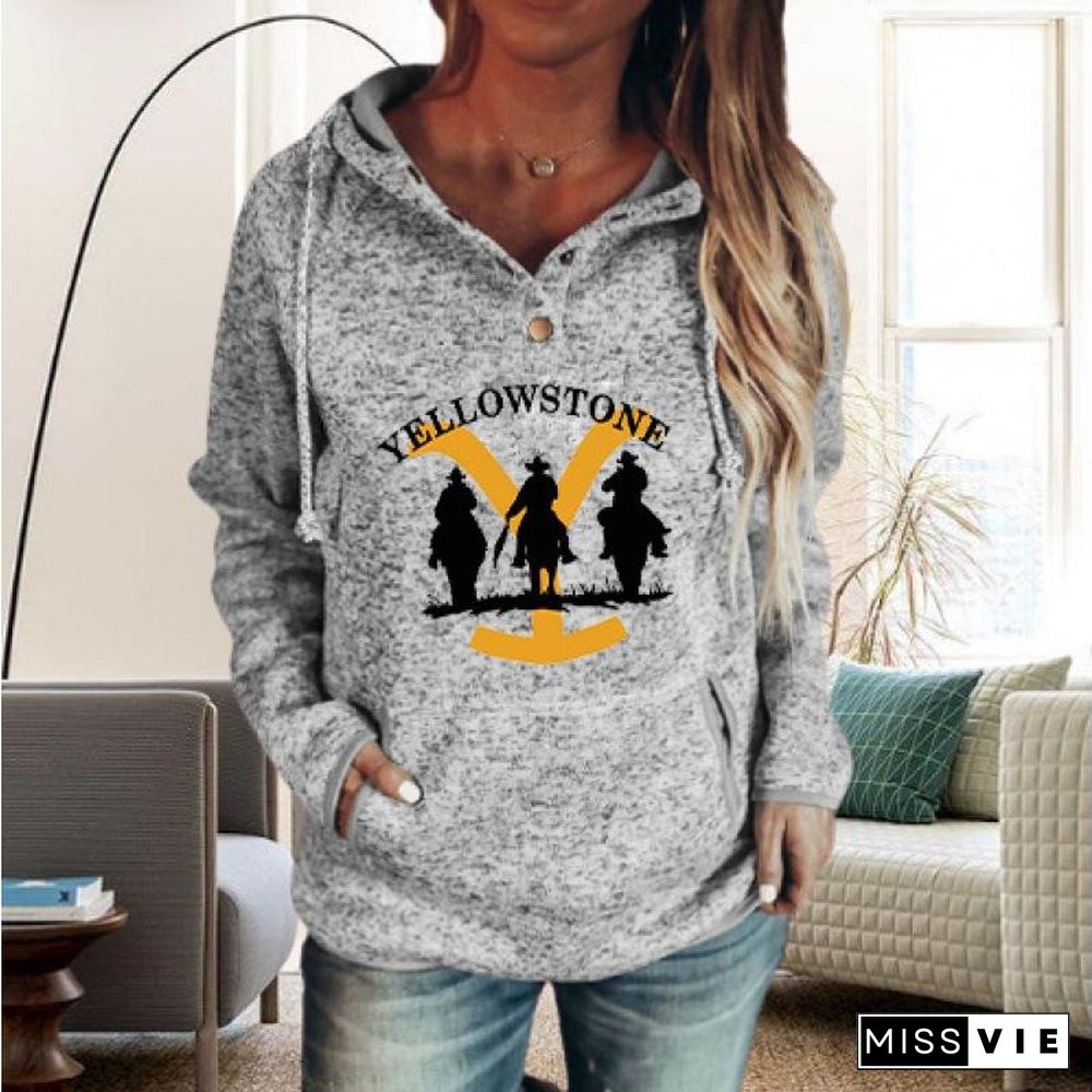 Printed Leisure Long Sleeve Hoodie