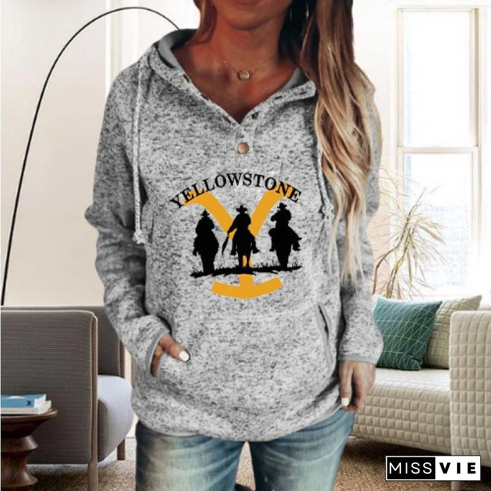 Printed Leisure Long Sleeve Hoodie