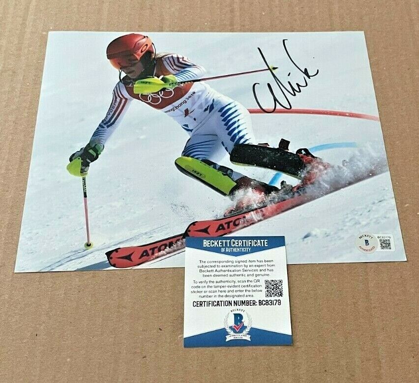 MIKAELA SHIFFRIN AUTOGRAPHED OLYMPIC SKING 8X10 Photo Poster painting BECKETT CERTIFIED BAS #8