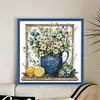 White Flowers In Vase-14CT Stamped Cross Stitch 45*45cm/17.72*17.72in tapestrymarket