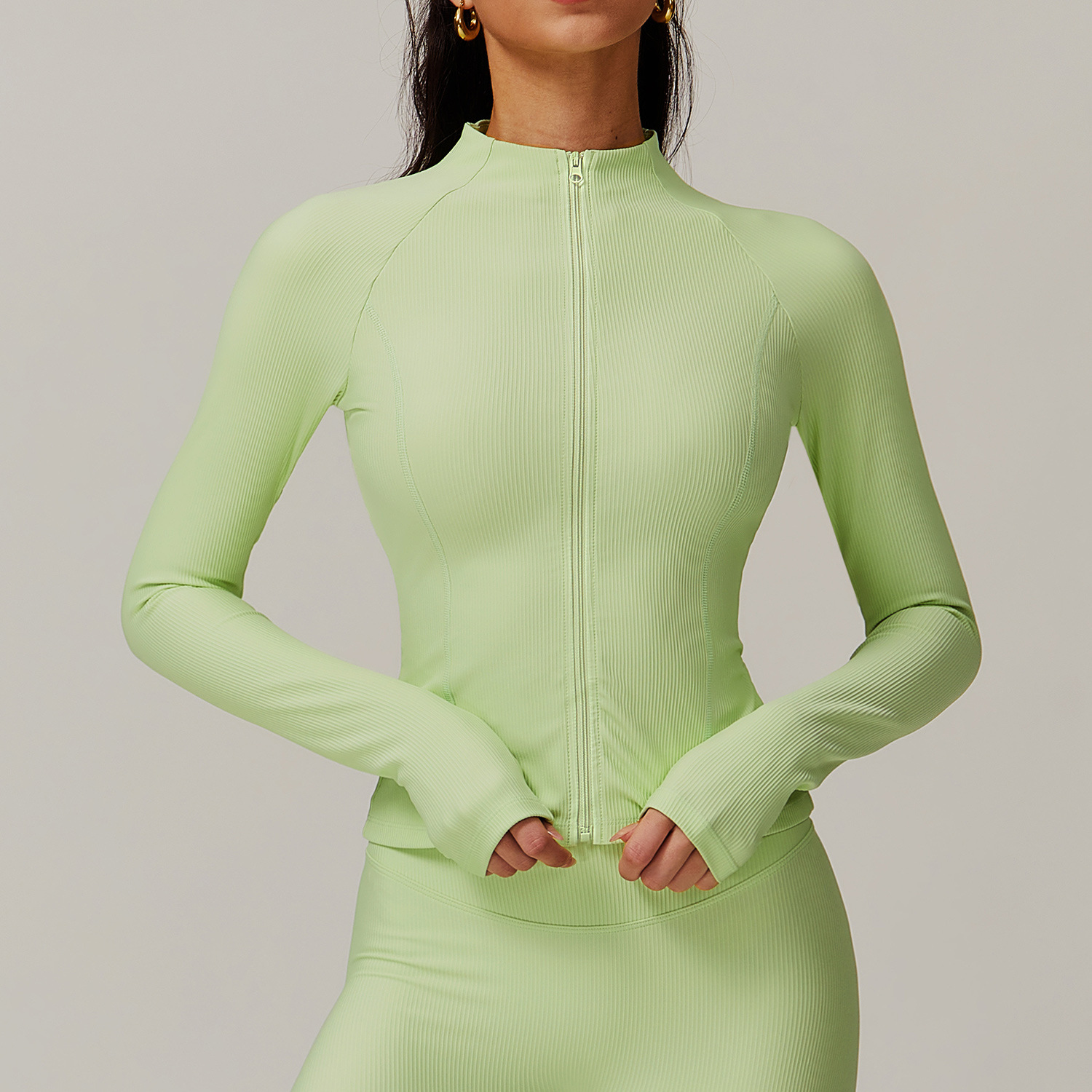 Mayfirstaudio Yoga Shirts Women's Autumn Winter Sports Tops Slim Fit Zipper Casual Long Sleeved Jackets Running Fitness Clothes Gym Crop Top
