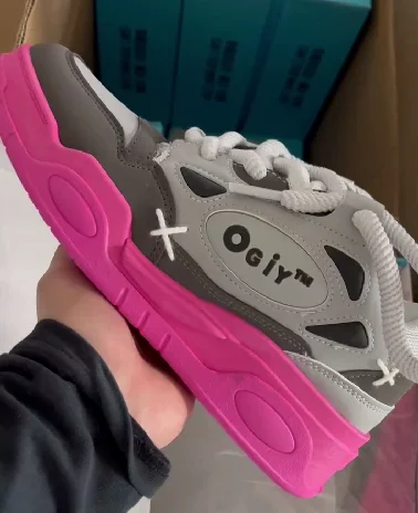 2023 Autumn New Couple Dad Shoes Men's Low Top Platform Booster Casual Shoes Niche Sneaker Men's One-piece Replacement_ viptrois