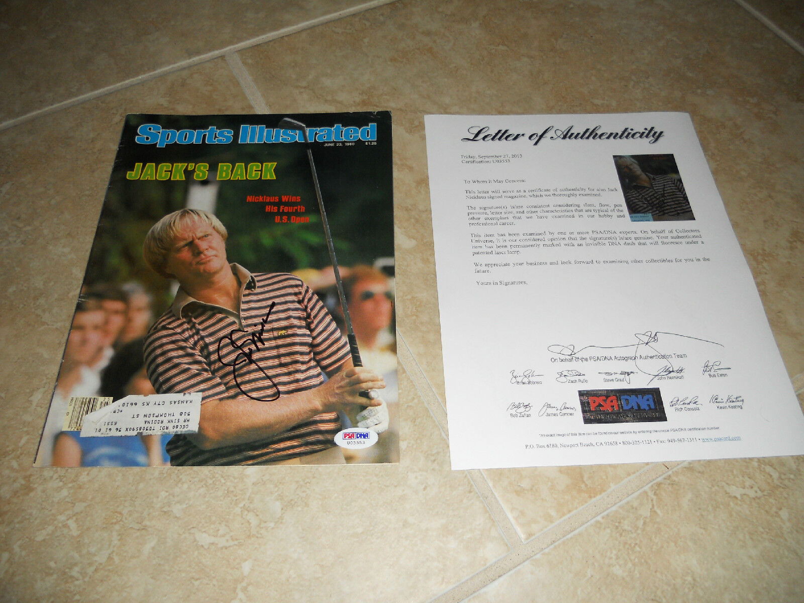 Jack Nicklaus PGA Golf Signed Autograph SI Magazine Cover Photo Poster painting #2 PSA Certified