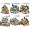 (US Only)6PCS DIY Diamond Art Greeting Cards Xmas House Congratulations Thank You Cards