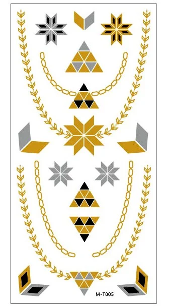 1sheet Indian Arabic body art women metallic temporary Mandala Flash Tattoos necklace sticker gold lace tatoo tatuagem maquiagem