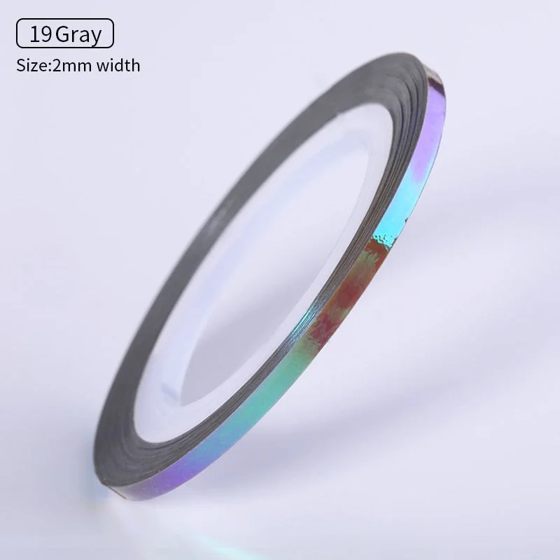 1mm 2mm 6mm Matte Glitter Nail Striping Tape Line Rainbow Multi Color Styling Tool Sticker Decal  DIY Decoration-Nail Inspo