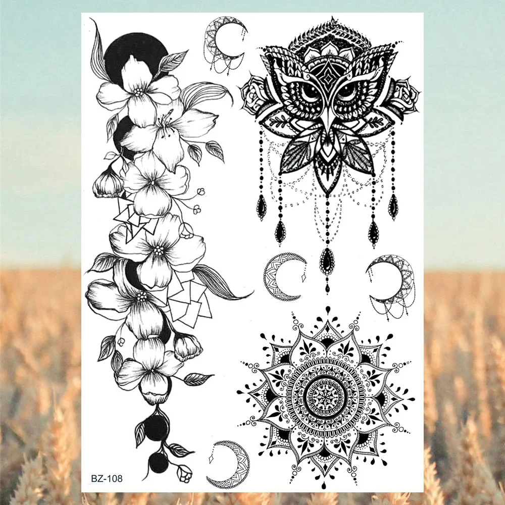 Big Black Bull Totem Arm Temporary Tattoos For Men Adult Tiger Anchor Realistic Fake Tattoo Sticker Body Art Tatoo Armband