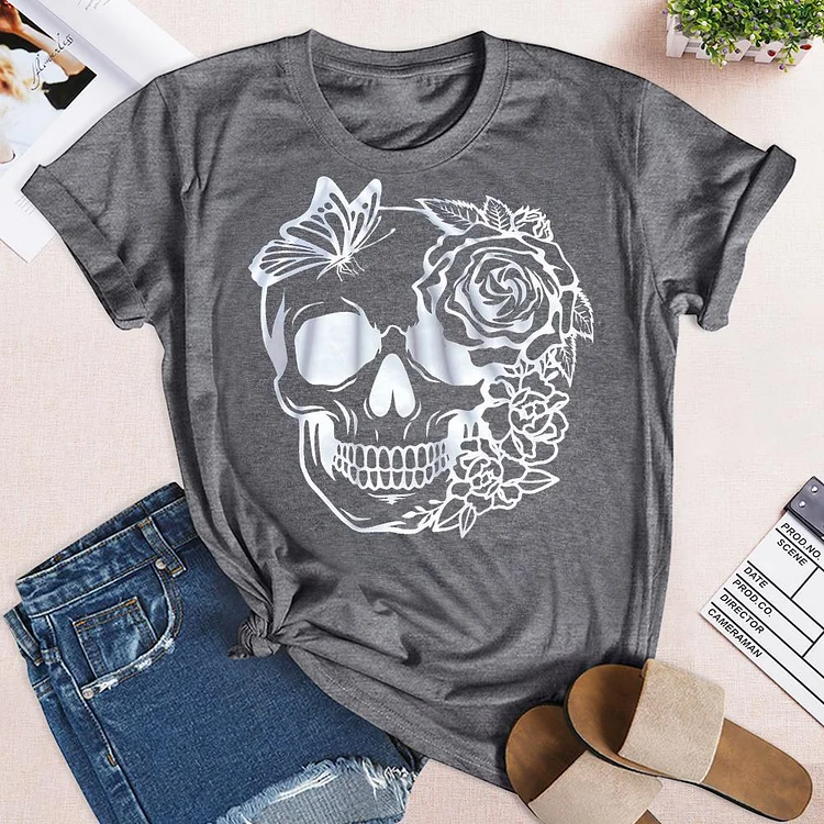 Flower Skull Lovers T-Shirt Tee --Annaletters