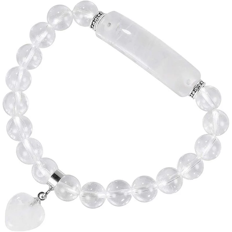 Natural Quartz Love Heart Healing Beads Bracelet
