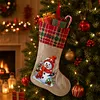 Peinture en diamant DIY, bas de No&euml;l suspendus, chaussettes de No&euml;l de grande capacit&eacute;, porte-pendentif r&eacute;sistant, sacs de rangement cadeaux pour la d&eacute;coration familiale de No&euml;l (bonhomme de neige et oiseau)