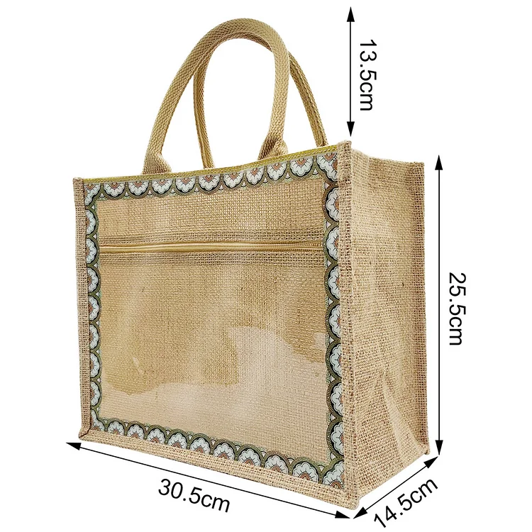 1PCS DIY linen shopping bag, upgraded waterproof replaceable decorative canvas