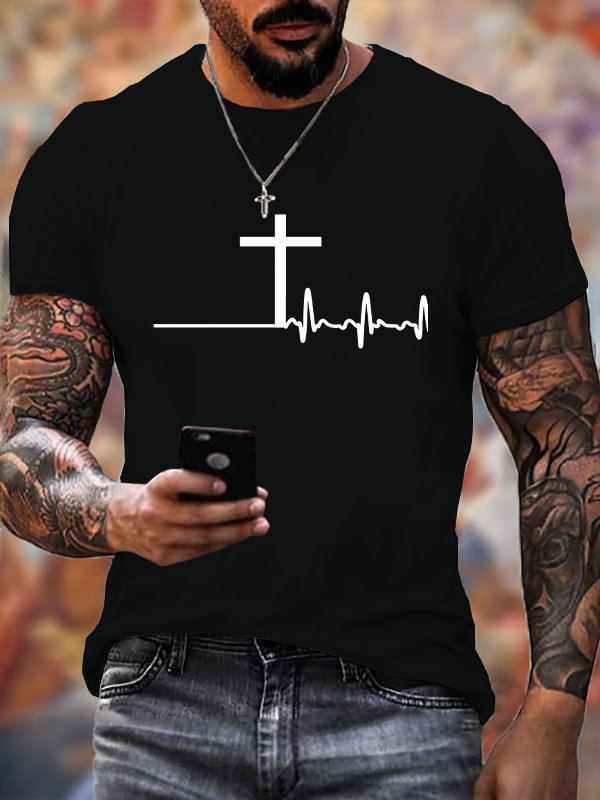 ECG Cross Cotton Crew Neck T-shirt