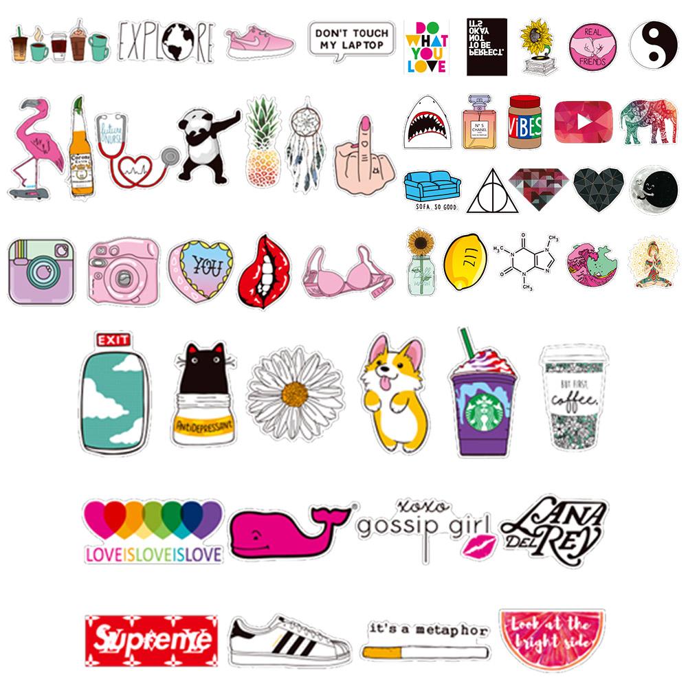 

50pcs/set Waterproof Cartoon Pattern Bicycles Stickers Suitcases Decals, 501 Original