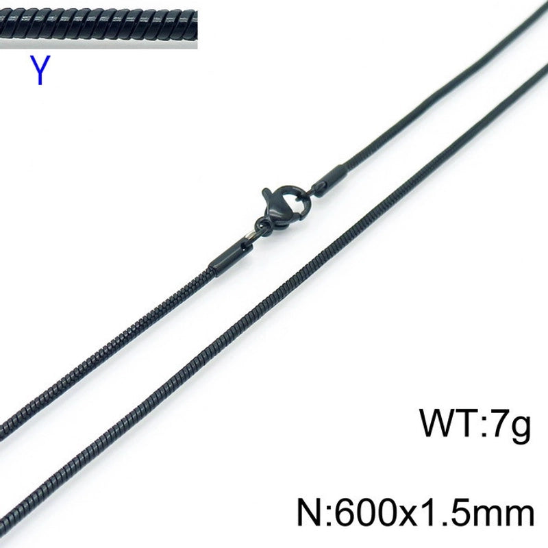 Jewelry Classic Style Solid Color Titanium Steel 18K Gold Plated Chain Necklace