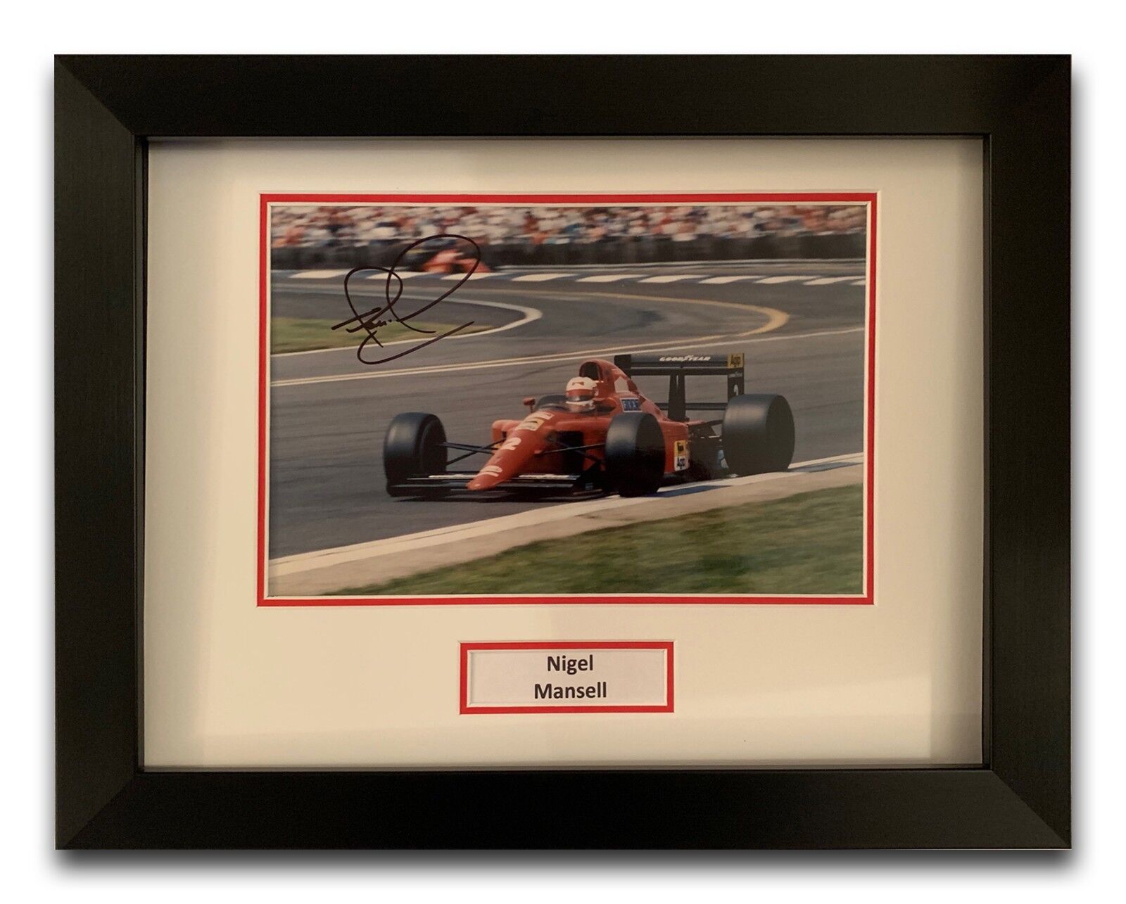 NIGEL MANSELL HAND SIGNED FRAMED Photo Poster painting DISPLAY - FERRARI - F1 AUTOGRAPH.