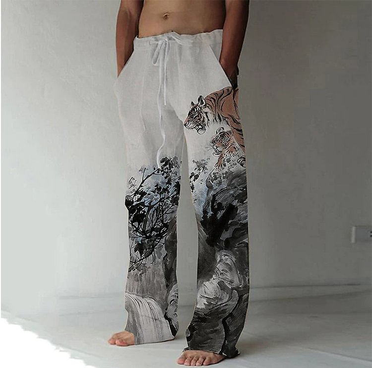 Men's Cotton Linen Pants Pant Casual Solid Pants