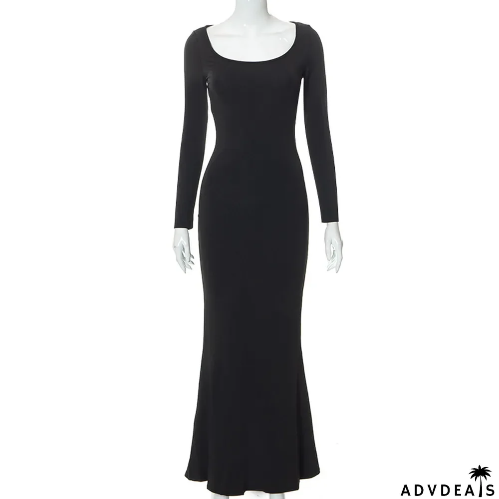 Casual Long-sleeved High-waisted Slim Dress