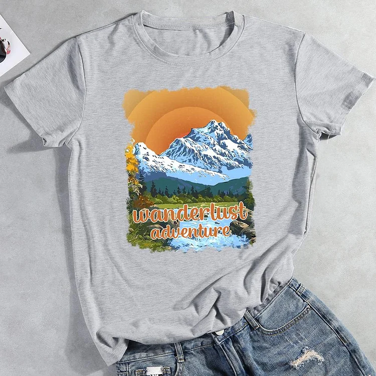 Wanderlust adventure Round Neck T-shirt-0025874-Annaletters