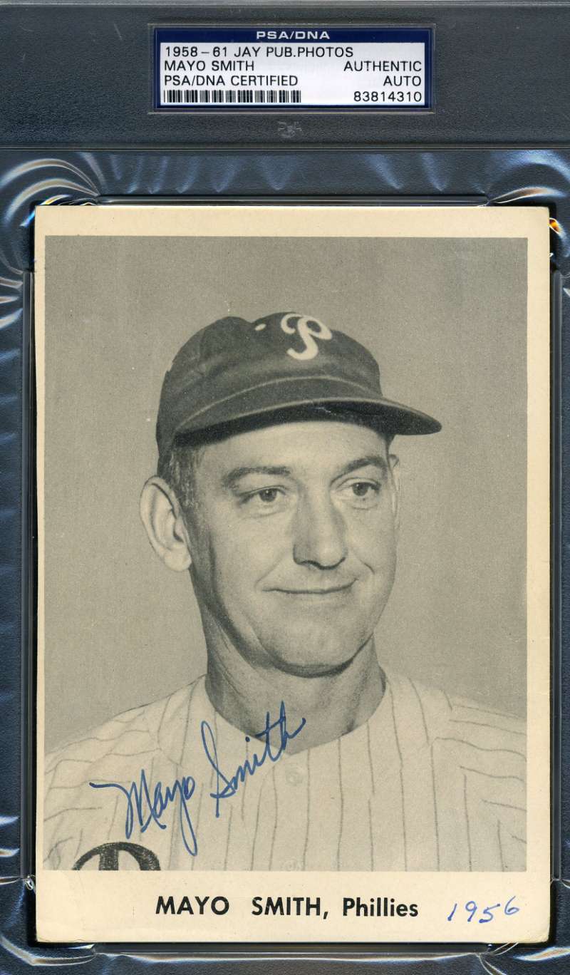 Mayo Smith 1956 Signed Psa/dna Team Issue 5x7 Photo Poster painting Authentic Autograph