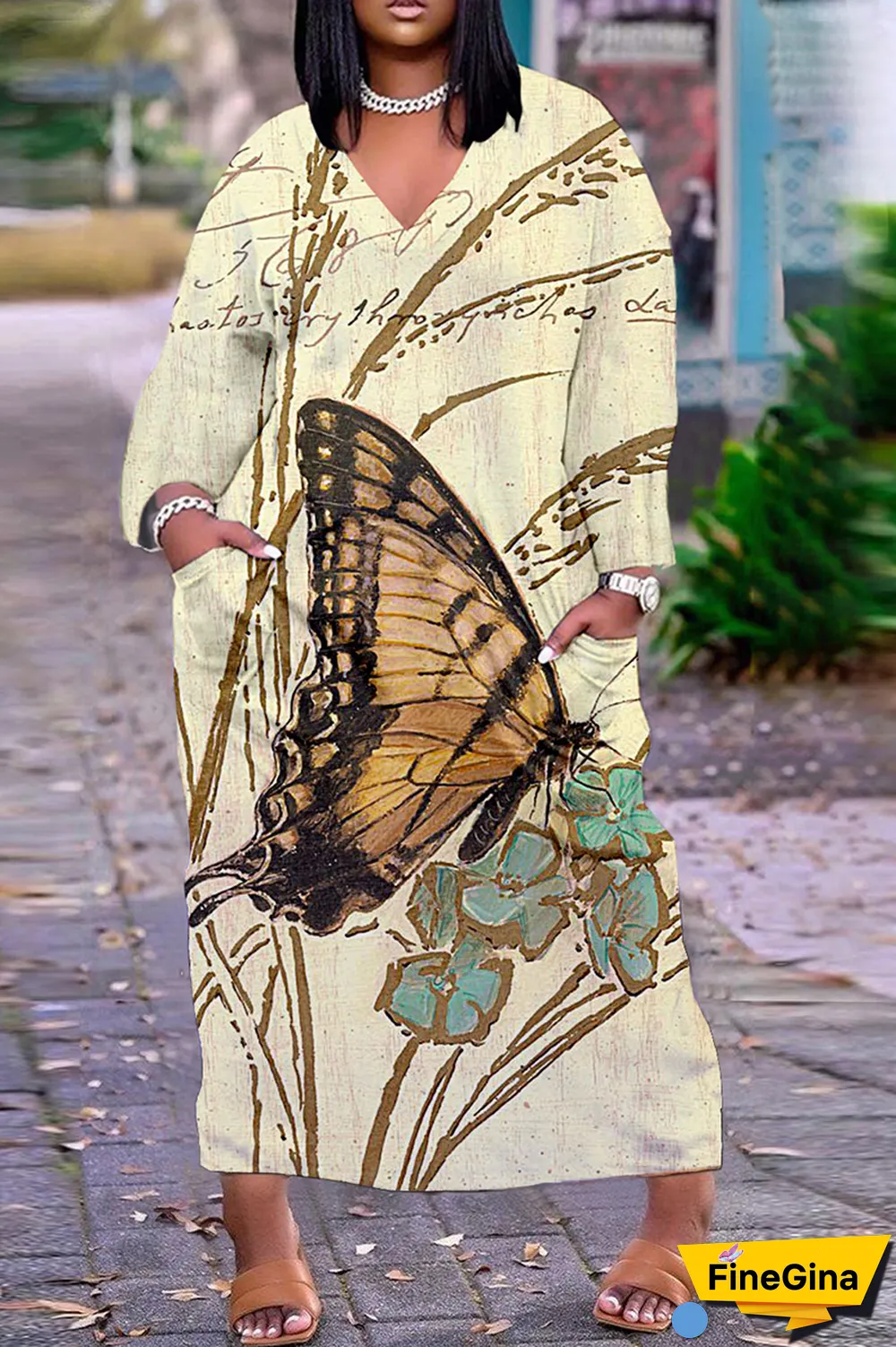 Red White Casual Print Patchwork V Neck Straight Dresses