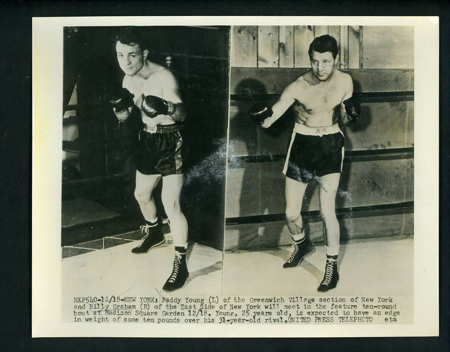 Billy Graham & Paddy Young 1953 Press Photo Poster painting Boxing promo