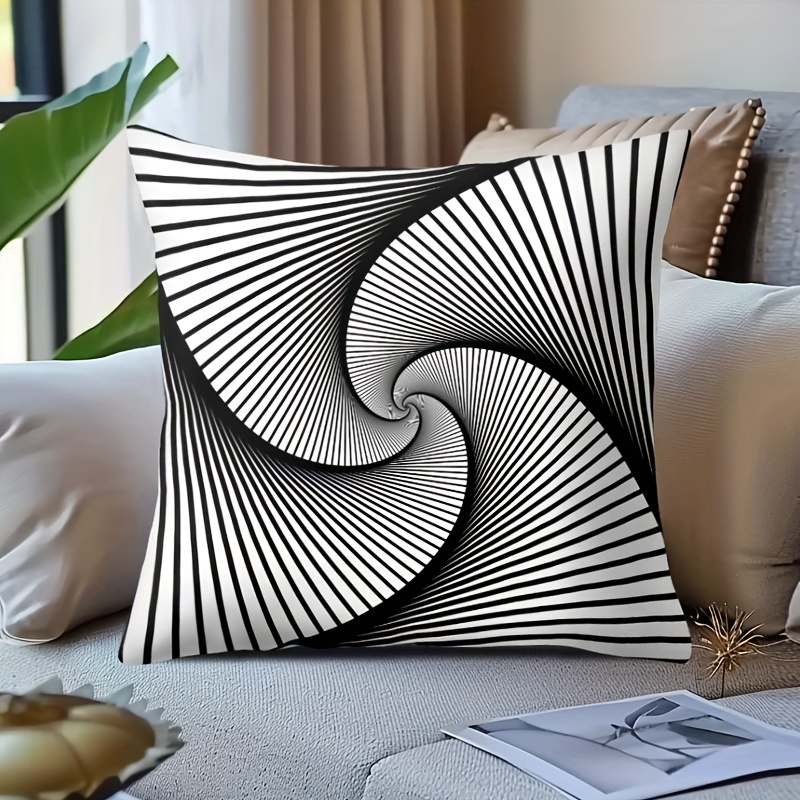 MEMNUN Contemporary Geometric Throw Pillow Covers 17.7x17.7 Inch, Black and White Striped Dotted Grid Double Side Pattern, Zipper Closure, Machine Washable, Woven Polyester, 1 Piece (Insert Not Included)