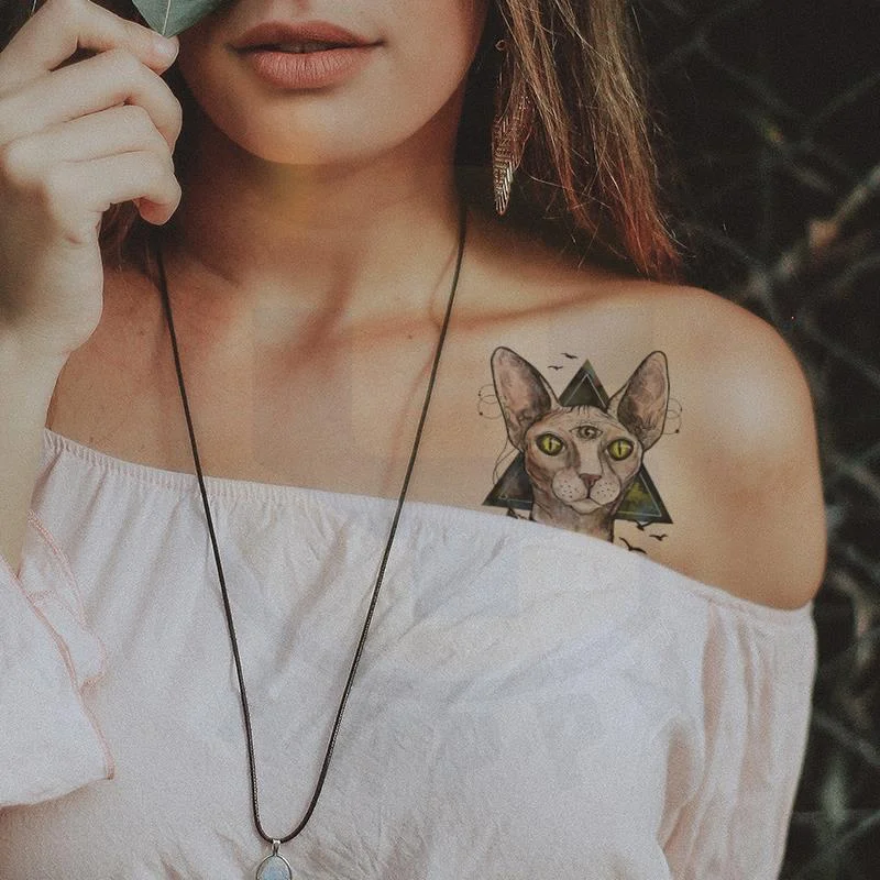 Tatoo Waterproof Cat Japanese Cute Pet Arm Semi Permanent Tattoo Cat Animal Funny Tattoo Sticker Temporary Tattoos for Men Women