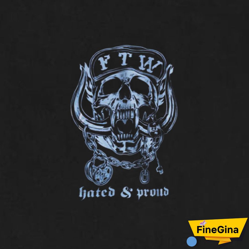 Black FTW HATED & PROUD Skull Graphic Black Print T-shirt
