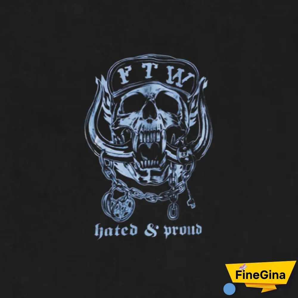 Black FTW HATED & PROUD Skull Graphic Black Print T-shirt