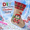 DIY Diamond Painting Christmas Stockings Hanging Ornaments Large Capacity Xmas Socks Pendant Wear Resist Candy Gift Storage Bags for Family Christmas Holiday Party Decoration (Christmas penguin)