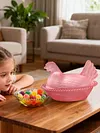 Vintage Hen on Nest Dish with Lid Plastic Chicken-Shaped Candy Dish Tabletop Dessert Plate Snack Bowl for Snacks Dessert Cookies Home Kitchen Office Tabletop Decor
