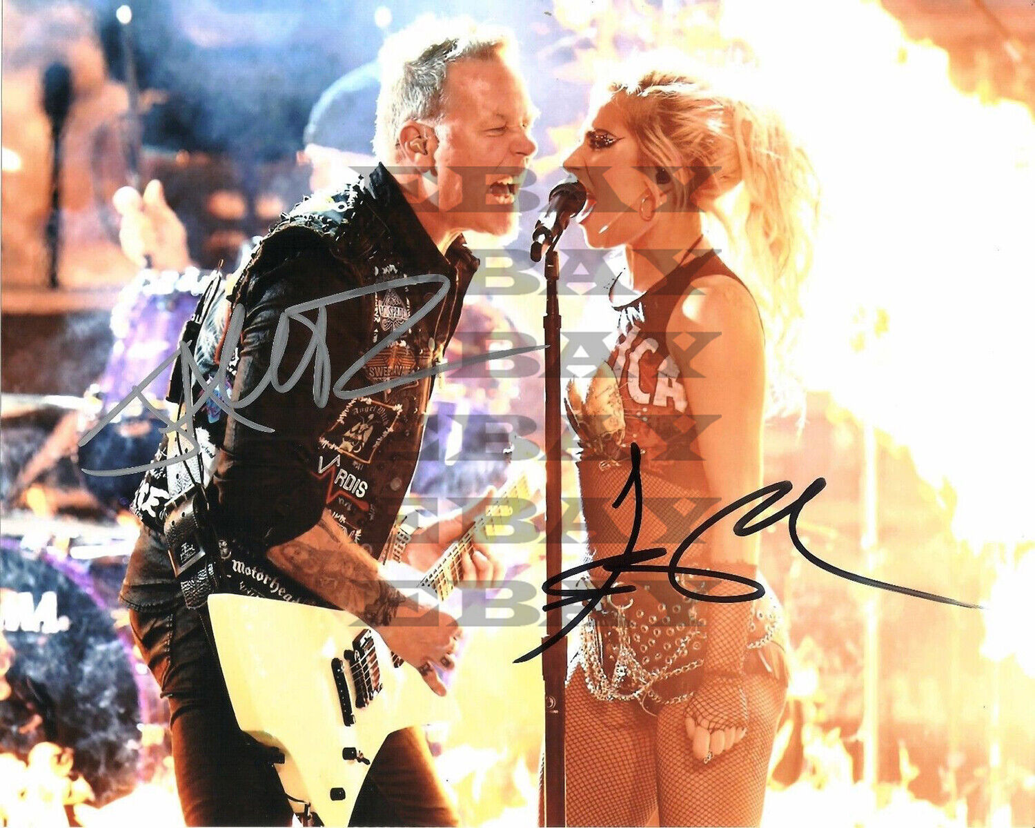 James Hetfield & Lady Gaga Autographed signed 8x10 Photo Poster painting Reprint