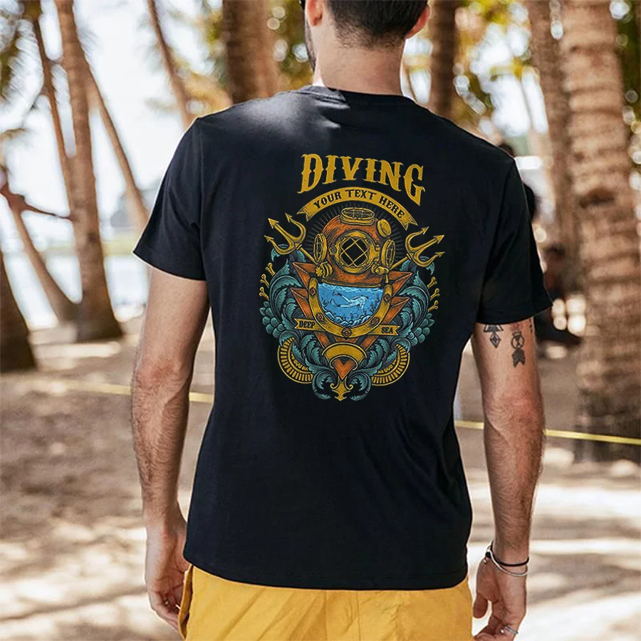 Diving Your Text Here Printed Men's T-shirt
