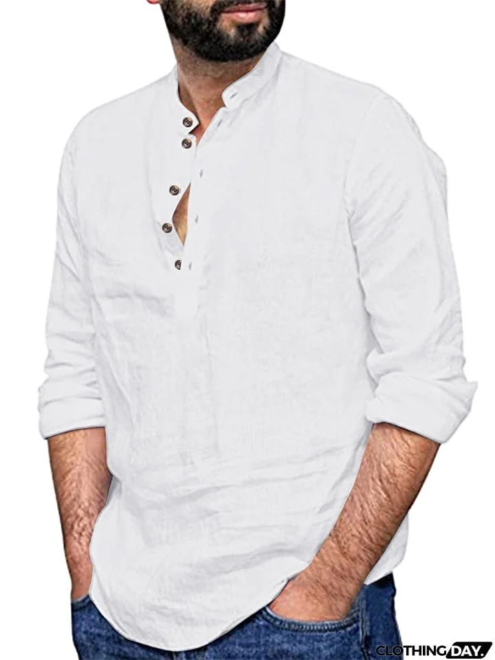 Men's Beach Shirts with Stand Collar