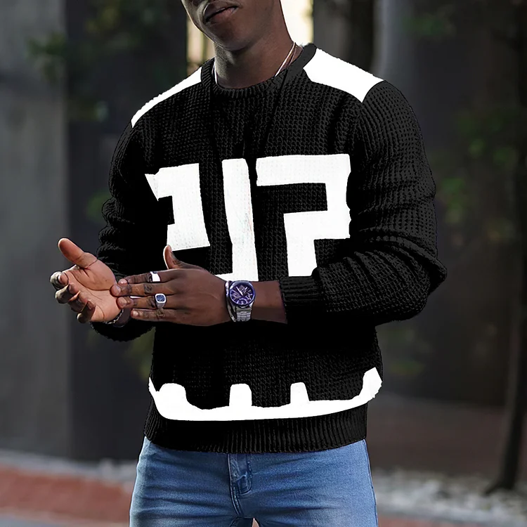 LONG SLEEVE RETRO HIT COLOR ROUND NECK MEN'S T-SHIRT