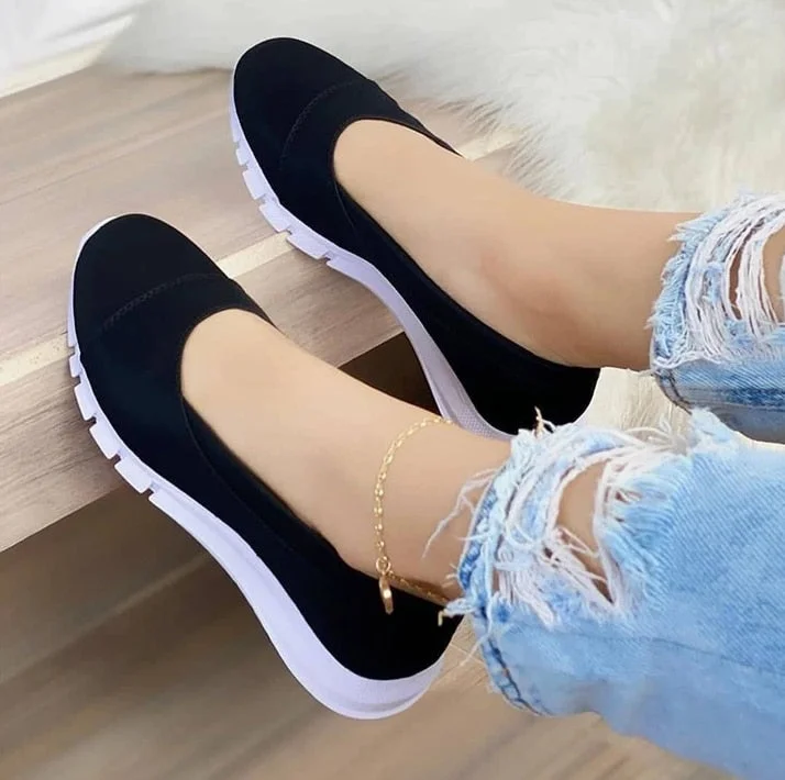 Christmas Gift Ladies Handmade Solid Color Women Shoes Classic Casual Flat Heel Shoes Comfortable Non-slip Fashion Zapatos De Mujer Sneakers