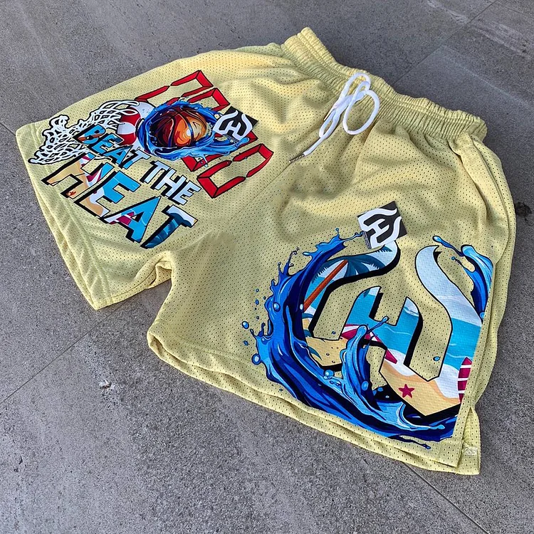 Street Basketball Print Mesh Shorts