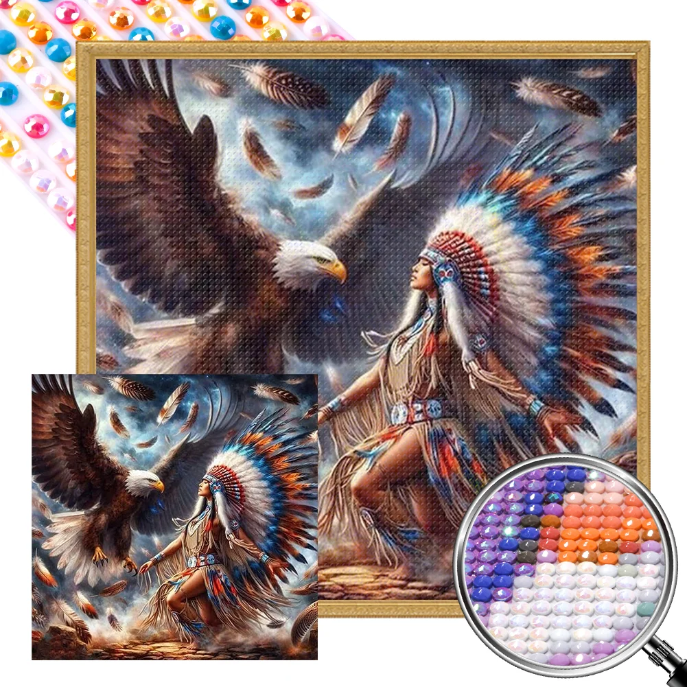 Full Round Partial AB Diamond Painting - Woman Eagle(Canvas|45*45cm)