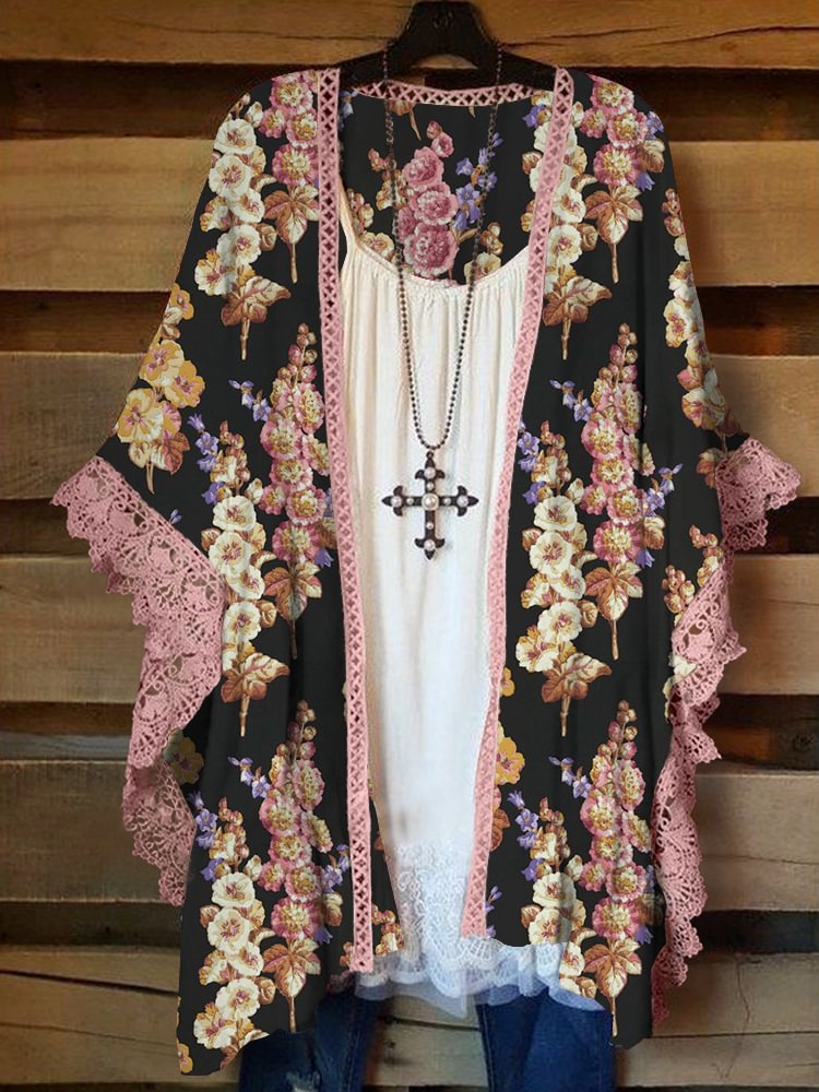 Oversized Casual Printed Kimono P178346200